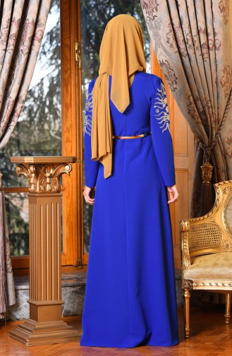 Saxe Hijab Evening Dress 5001-03