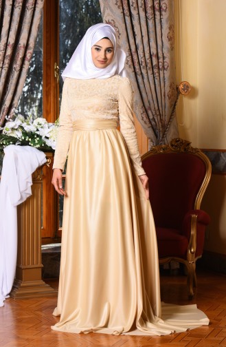 فستان حفلات للمحجبات اصفر 1093-01