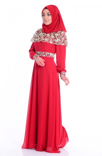 Weinrot Hijab-Abendkleider 4109-04