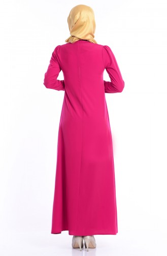 فستان سادة لون فوشي  4023-17