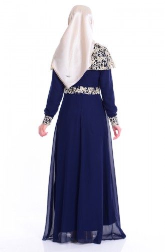 Dunkelblau Hijab-Abendkleider 4109-02