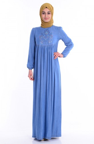 Blau Hijab Kleider 1158-01