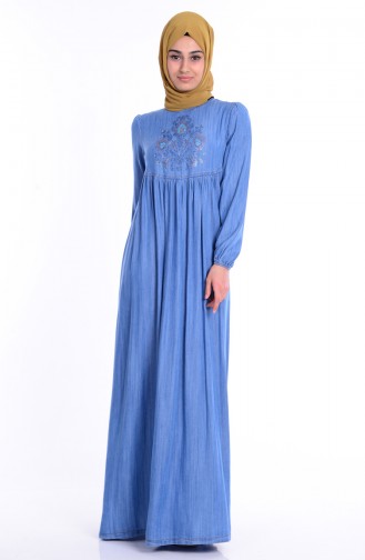 Blau Hijab Kleider 1158-01