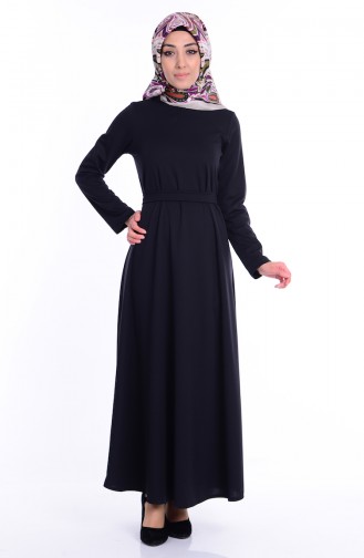 Kemerli Mevlana Elbise 1863-01 Siyah