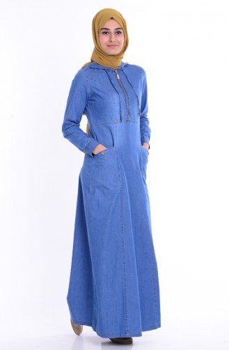 Blau Hijab Kleider 1163-01