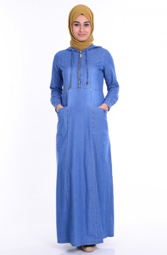 Blau Hijab Kleider 1163-01