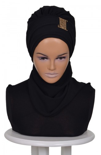 Turban Prêt Mousseline-Noir HT0011-14 0011-14