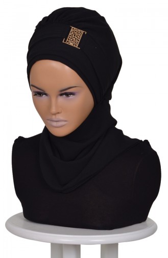 Turban Prêt Mousseline-Noir HT0011-14 0011-14