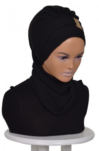 Schwarz Praktischer Turban 0011-14