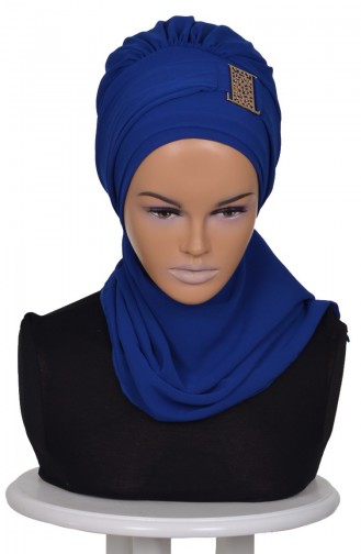 Turban Prêt Mousseline-Bleu Roi HT0011-16 0011-16