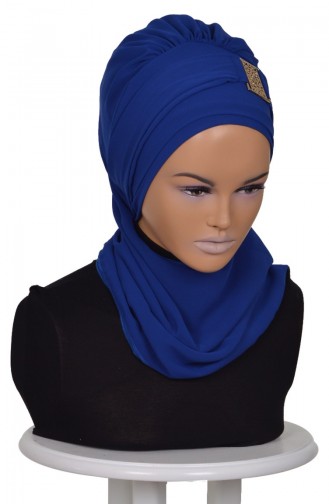 Turban Prêt Mousseline-Bleu Roi HT0011-16 0011-16