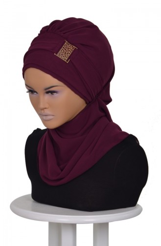 Prepared Chiffon Turban -Mürdüm HT0011-18 0011-18