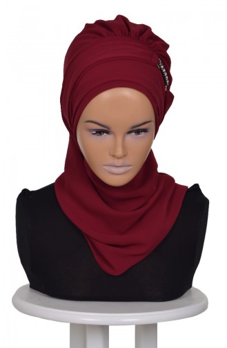 Turban Prêt Mousseline-Bordeaux HT0015-7 0015-7