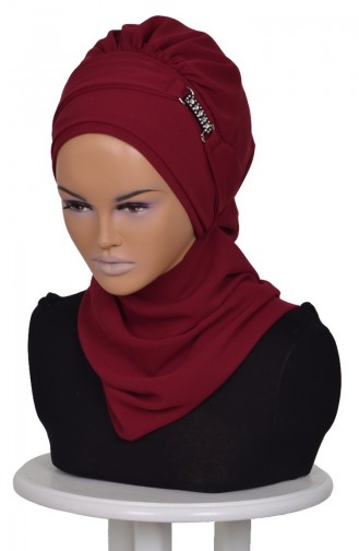 Turban Prêt Mousseline-Bordeaux HT0015-7 0015-7
