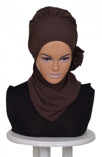 Prepared Chiffon Turban -Brown HT0026-6 0026-6