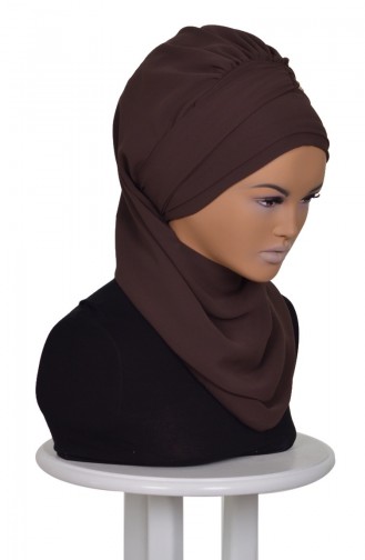 Turban Prêt Mousseline HT0028-6 Brun 0028-6