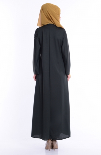 Abaya avec Noeud 2069-05 Vert Khaki 2069-05