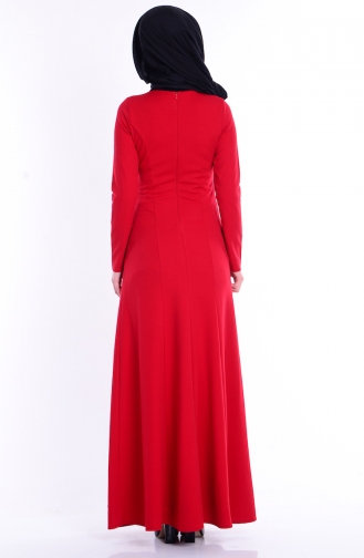 فستان يتميز بتفاصيل من الدانتيل 0026-01 لون احمر 0026-01