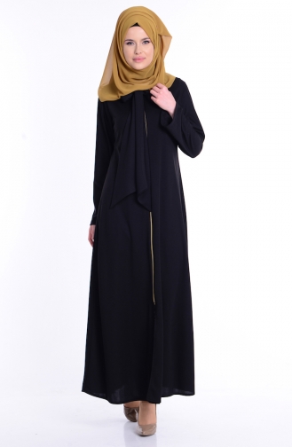 Abaya avec Noeud 2069-01 Noir 2069-01