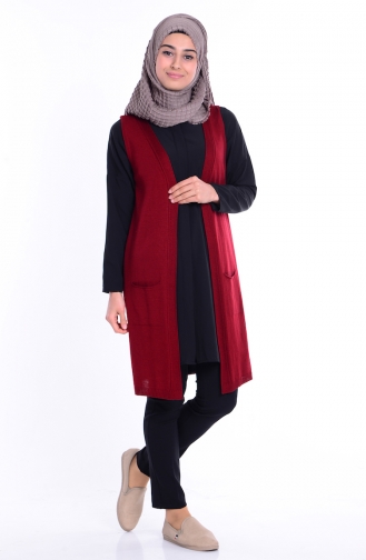 Gilet avec Poches 3736-04 Bordeaux 3736-04