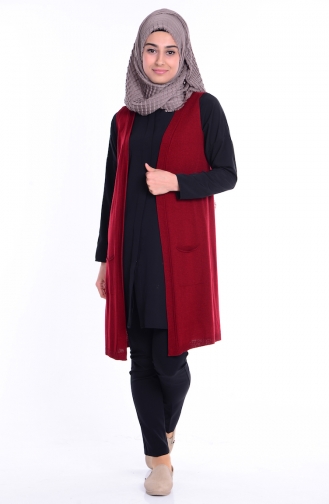 Gilet avec Poches 3736-04 Bordeaux 3736-04