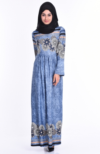 Navy Blue Hijab Dress 0272-04