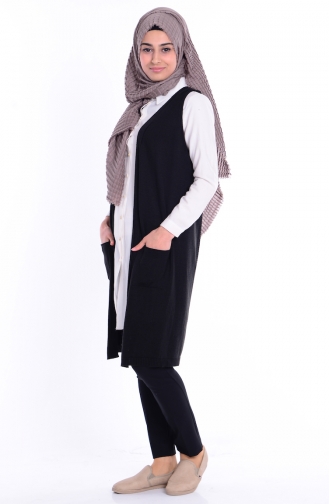 Gilet avec Poches 3736-03 Noir 3736-03