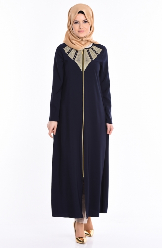 Abaya Bordé 2107-01 Bleu Marine 2107-01