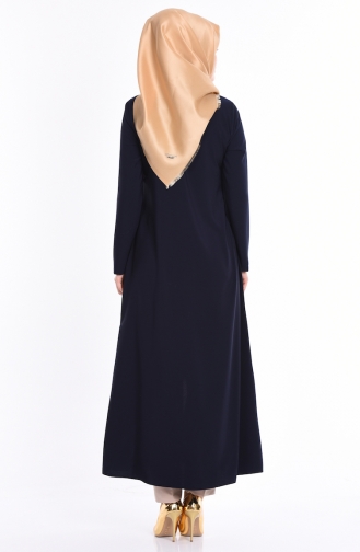 Abaya Bordé 2107-01 Bleu Marine 2107-01