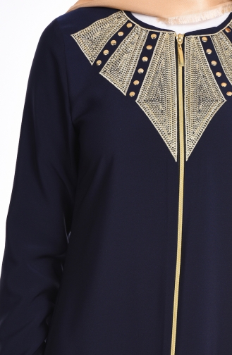 Abaya Bordé 2107-01 Bleu Marine 2107-01