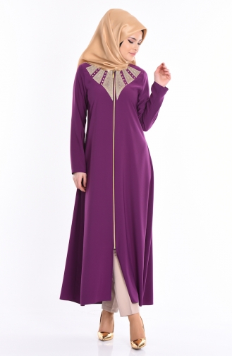 Abaya mit Stickerei 2107-04 Lila 2107-04