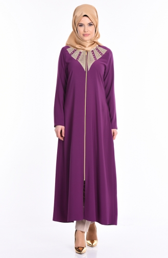 Abaya mit Stickerei 2107-04 Lila 2107-04