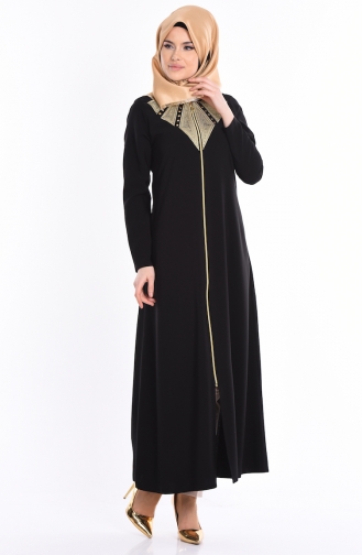 Abaya mit Stickerei 2107-02 Schwarz 2107-02