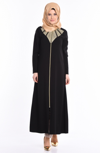 Abaya mit Stickerei 2107-02 Schwarz 2107-02