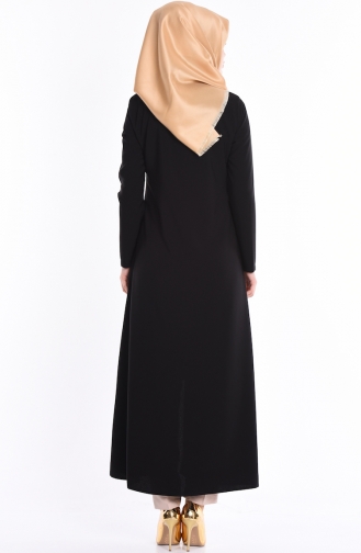 Abaya mit Stickerei 2107-02 Schwarz 2107-02