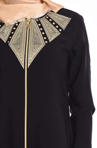 Abaya mit Stickerei 2107-02 Schwarz 2107-02