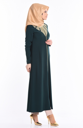 Sude Embroidered Abaya 2107-05 Emerald Green 2107-05