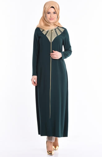 Abaya Bordé 2107-05 Vert emeraude 2107-05