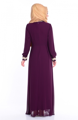 Plum Hijab Evening Dress 4110-05