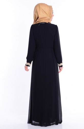 Black Hijab Evening Dress 4110-01