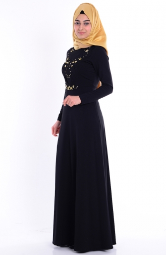 Black Hijab Evening Dress 0025-04