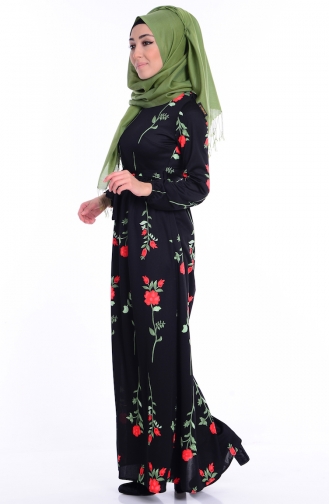 Schwarz Hijab Kleider 3786-02