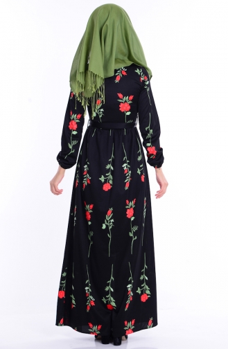 Schwarz Hijab Kleider 3786-02