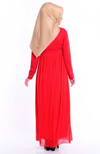 Pleated Necklace Dress 3794-03 Red 3794-03