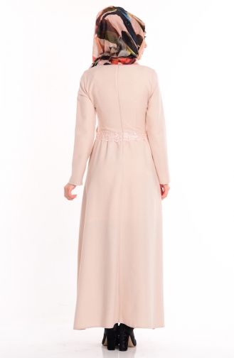 Beige Hijab Kleider 5001-05