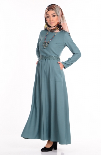 Green Almond Hijab Dress 5001-02