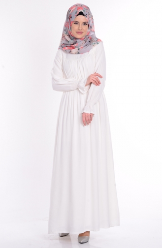 Cream Hijab Dress 1213-01