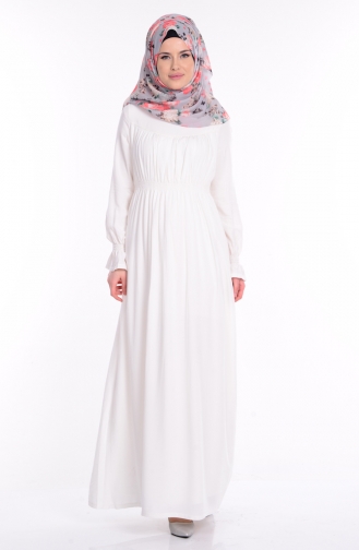 Cream Hijab Dress 1213-01
