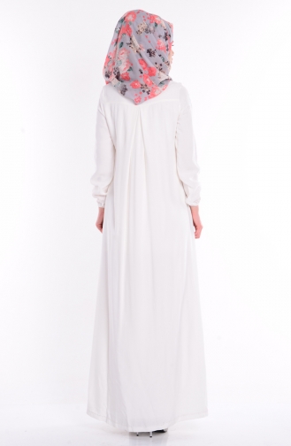 Cream Hijab Dress 1214-01