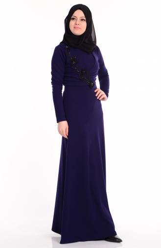 Purple Hijab Evening Dress 0039-01